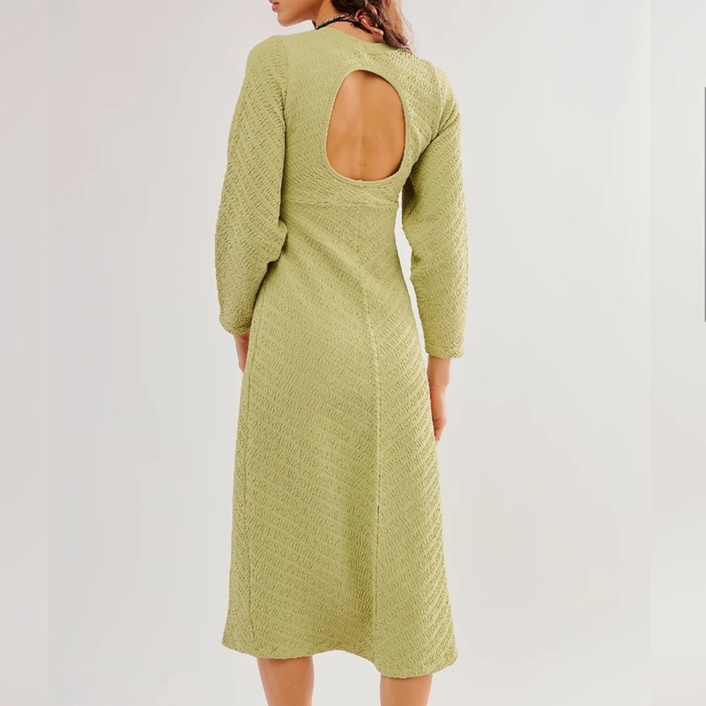 Free People Women’s Midi Sweater Dress Gabby Green Stretch NWOT M/L - Picture 2 of 11